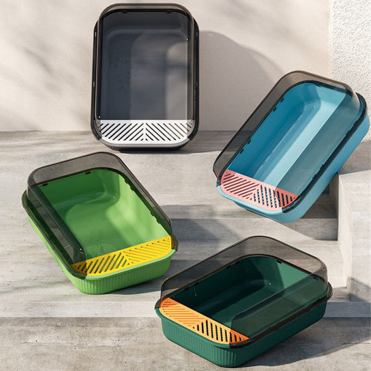 Semi-enclosed Plastic Sand Box Pet Toilet